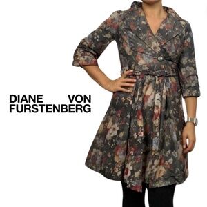 Diane von Furstenberg Autumn Blooms Trench Coat - Size M